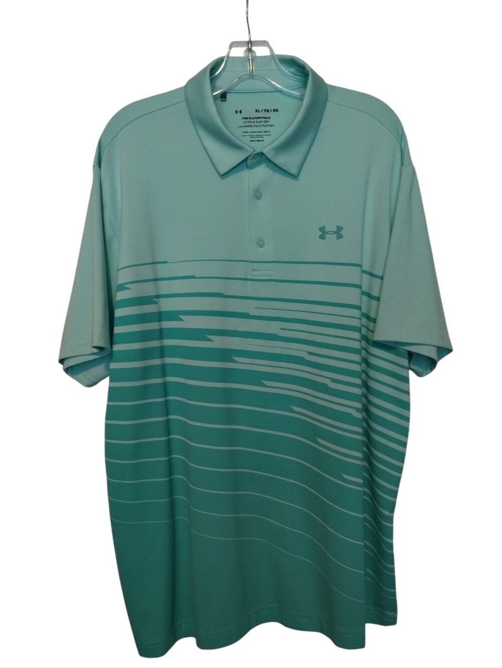 Under Armour Men's Mint Green Striped Performance Polo